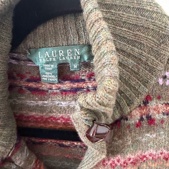 Ralph Lauren Olive Patterned Cardigan - Picture 2 of 3